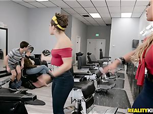 Hair dressers cootchie poking Phoenix Marie and Abella Danger