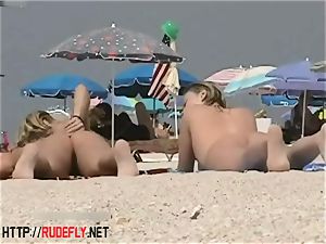 ash-blonde model nudist on the nude beach voyeur flick